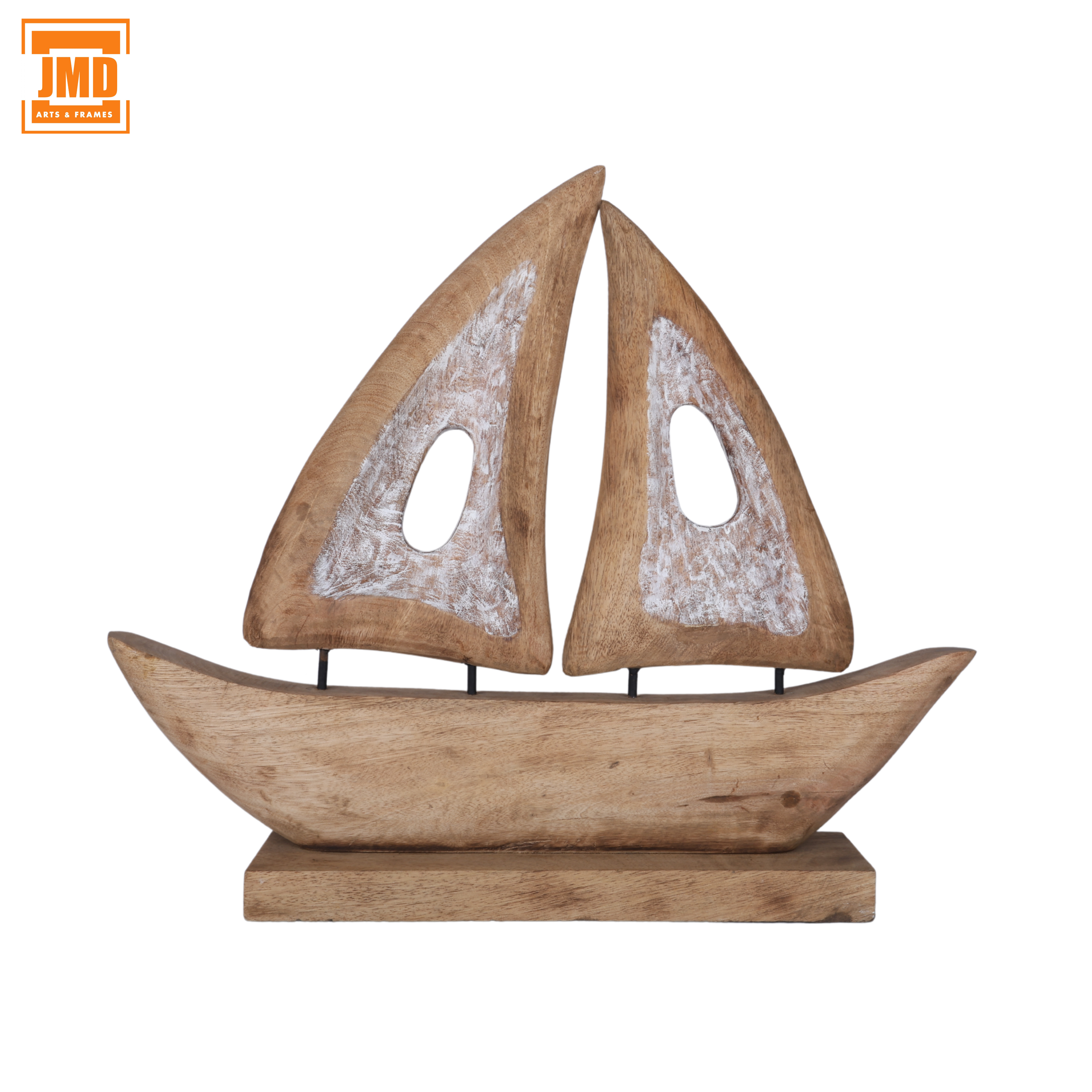 Hand Carved Wooden Ship Sculpture